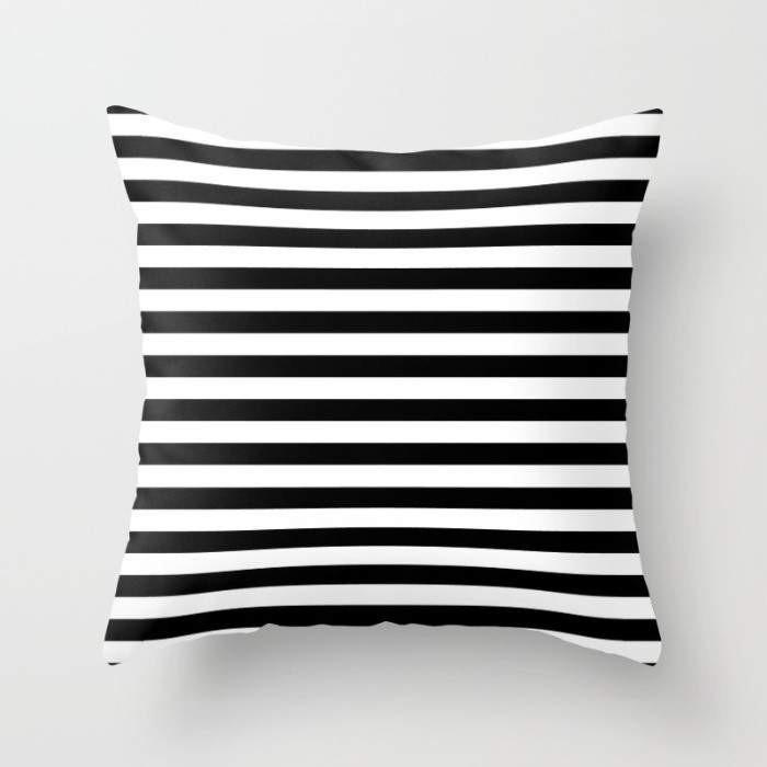 Modern Black White Stripes Cushion