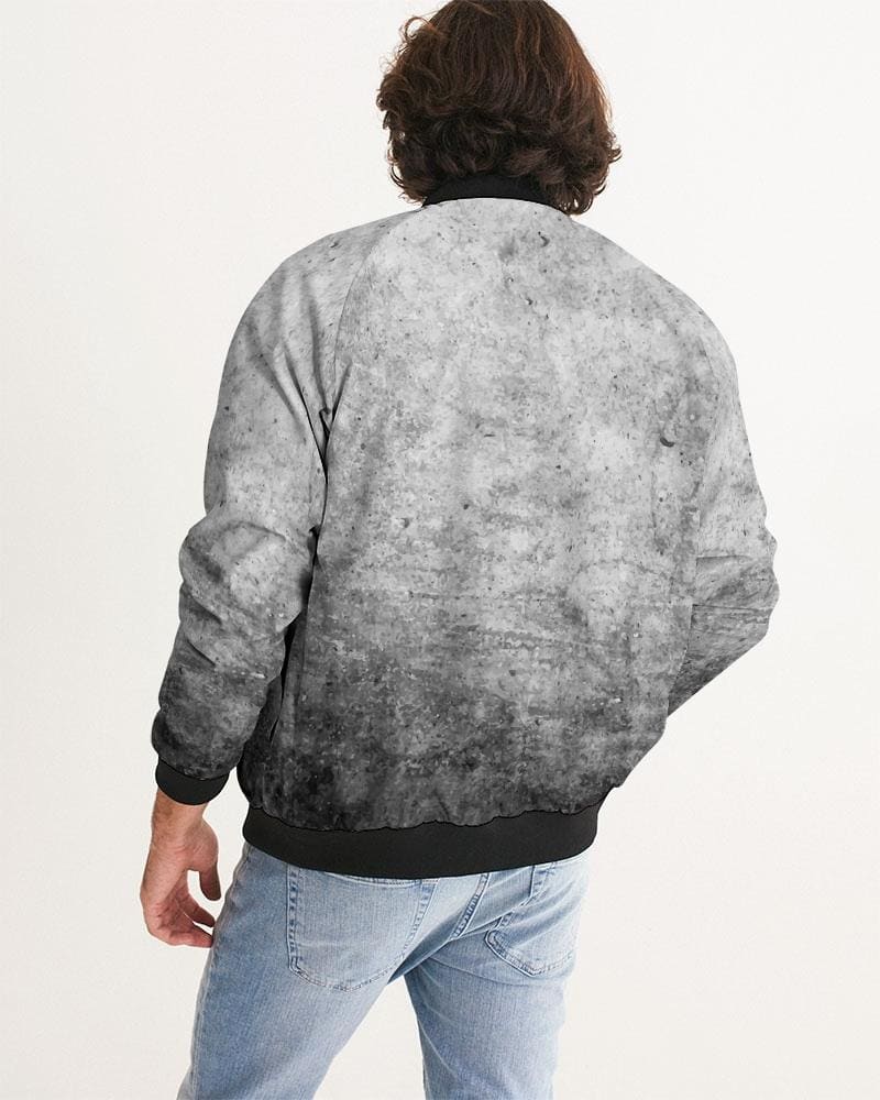 Mens Bomber Jacket, Grey and Black Tie Dye Pattern