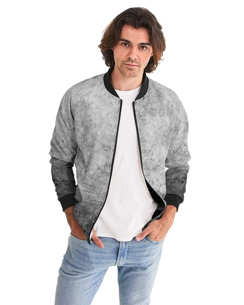 Mens Bomber Jacket, Grey and Black Tie Dye Pattern