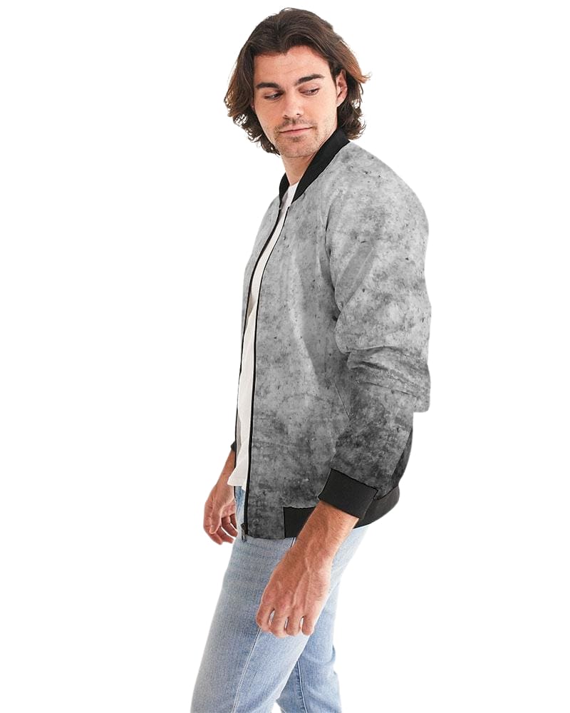 Mens Bomber Jacket, Grey and Black Tie Dye Pattern