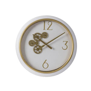 White And Gold Gear Clock