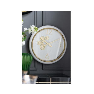 White And Gold Gear Clock