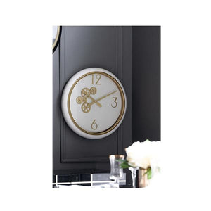 White And Gold Gear Clock