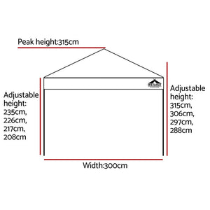 Instahut Gazebo Pop Up Marquee 3x3m Outdoor Tent Folding Wedding Gazebos White