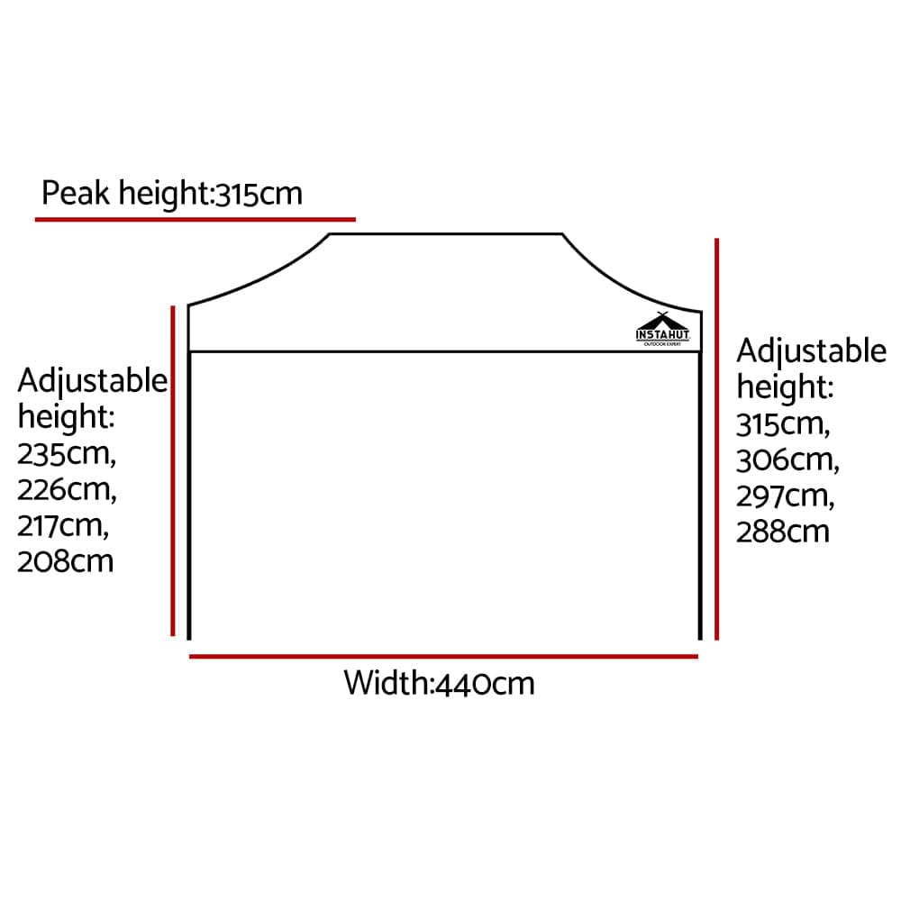 Instahut Gazebo Pop Up Marquee 3x4.5 Outdoor Wedding Gazebos Base Pod Kit Black